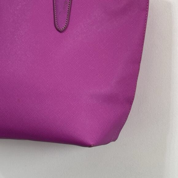 David Jones Paris Purse Tote Purple Vintage Zipper 17x10 Faux Leather‎ Party NEW - Picture 2 of 11